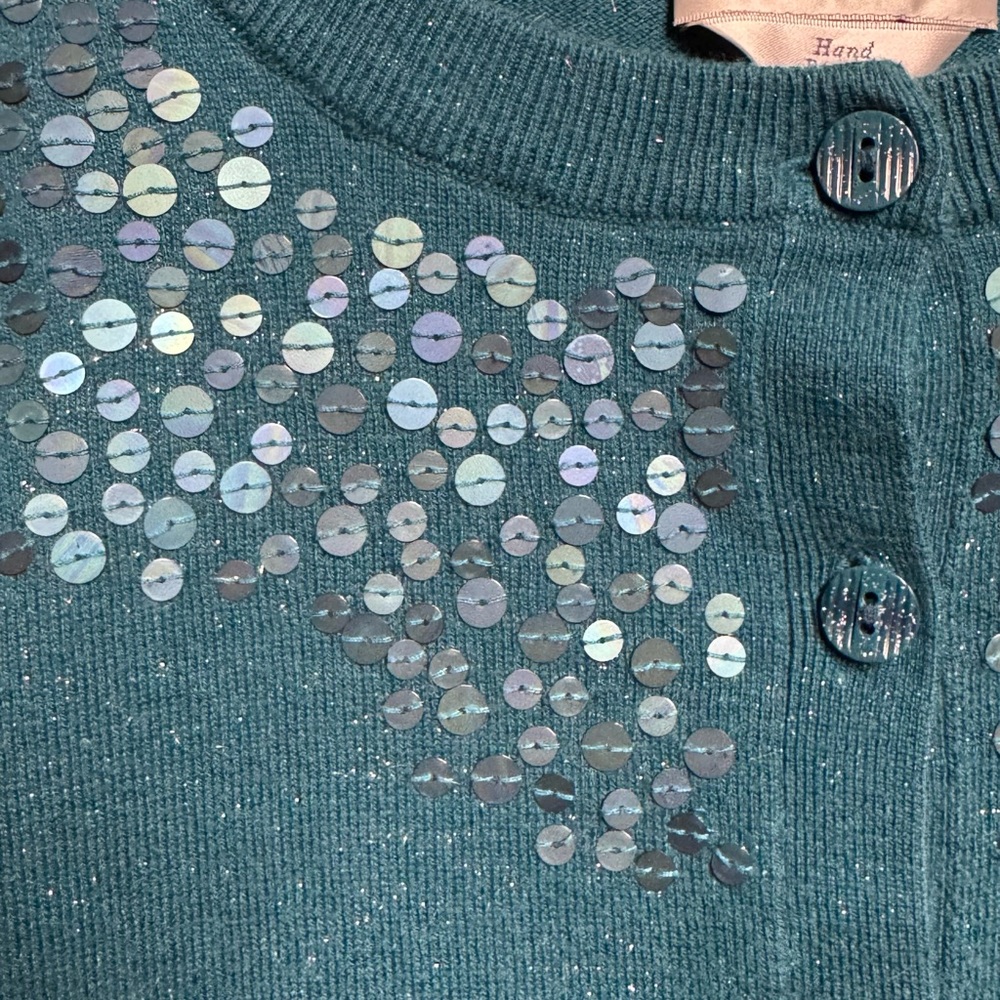 CJ Banks teal hand beaded sweater - Picture 2 of 6